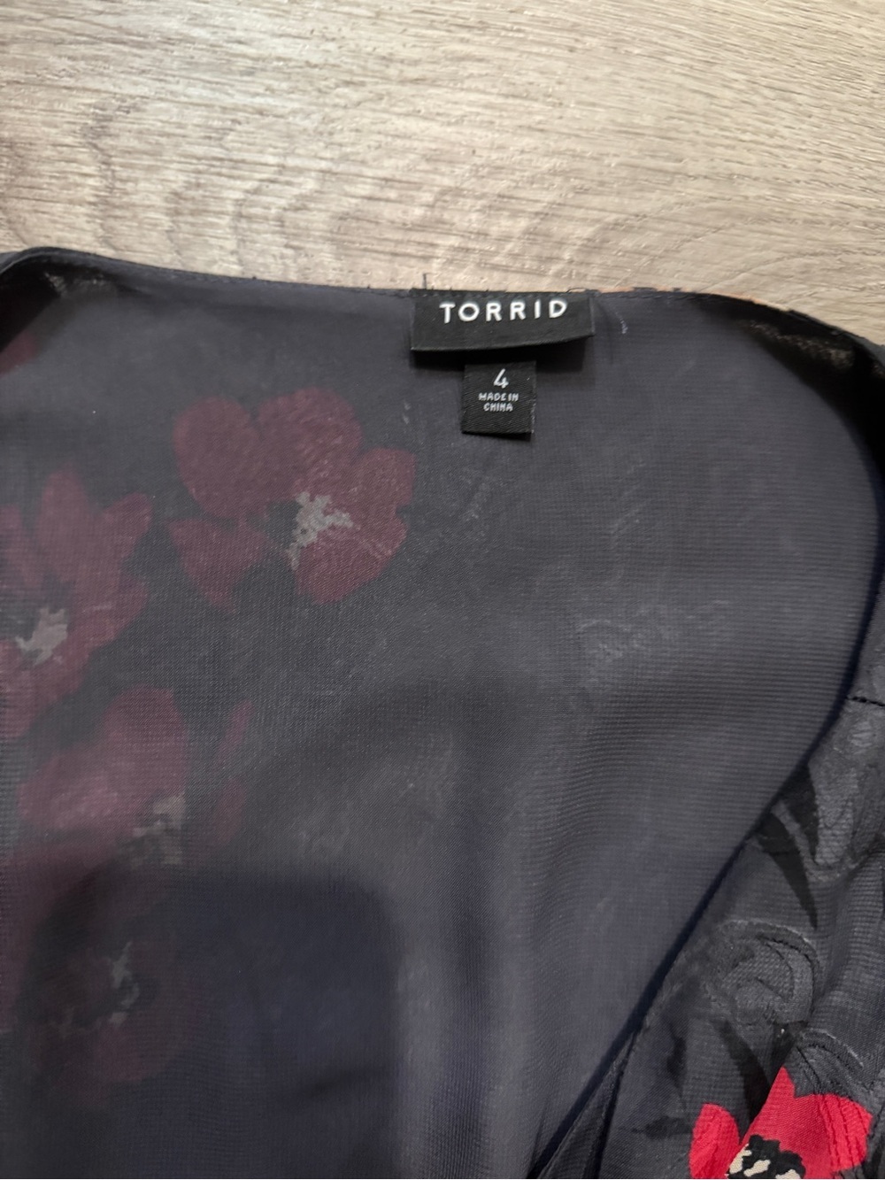 Torrid wrap Black Dress with Red Floral Accents - Picture 8 of 11